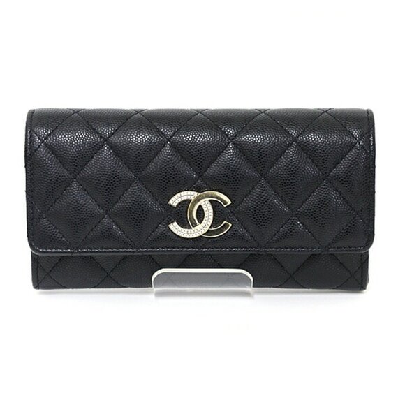 CHANEL Black Caviar Leather Logo Wallet - Picture 1 of 6
